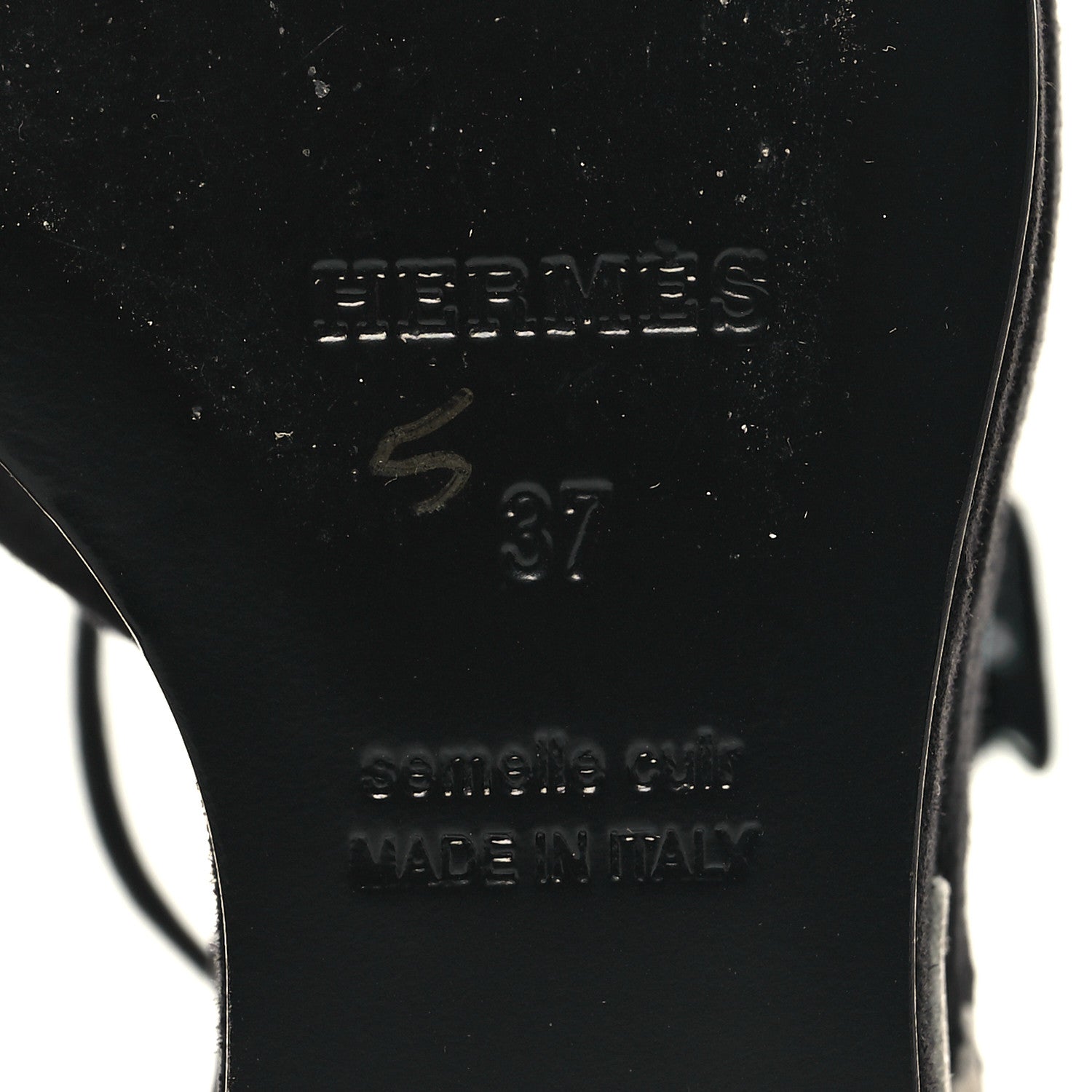 Hermes Suede Goatskin Tournis Wedge Sandals 37 Black 7 of 8