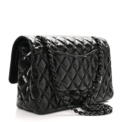 Chanel Shiny Crumpled Calfskin Quilted Medium Double Flap So Black 3 of 11