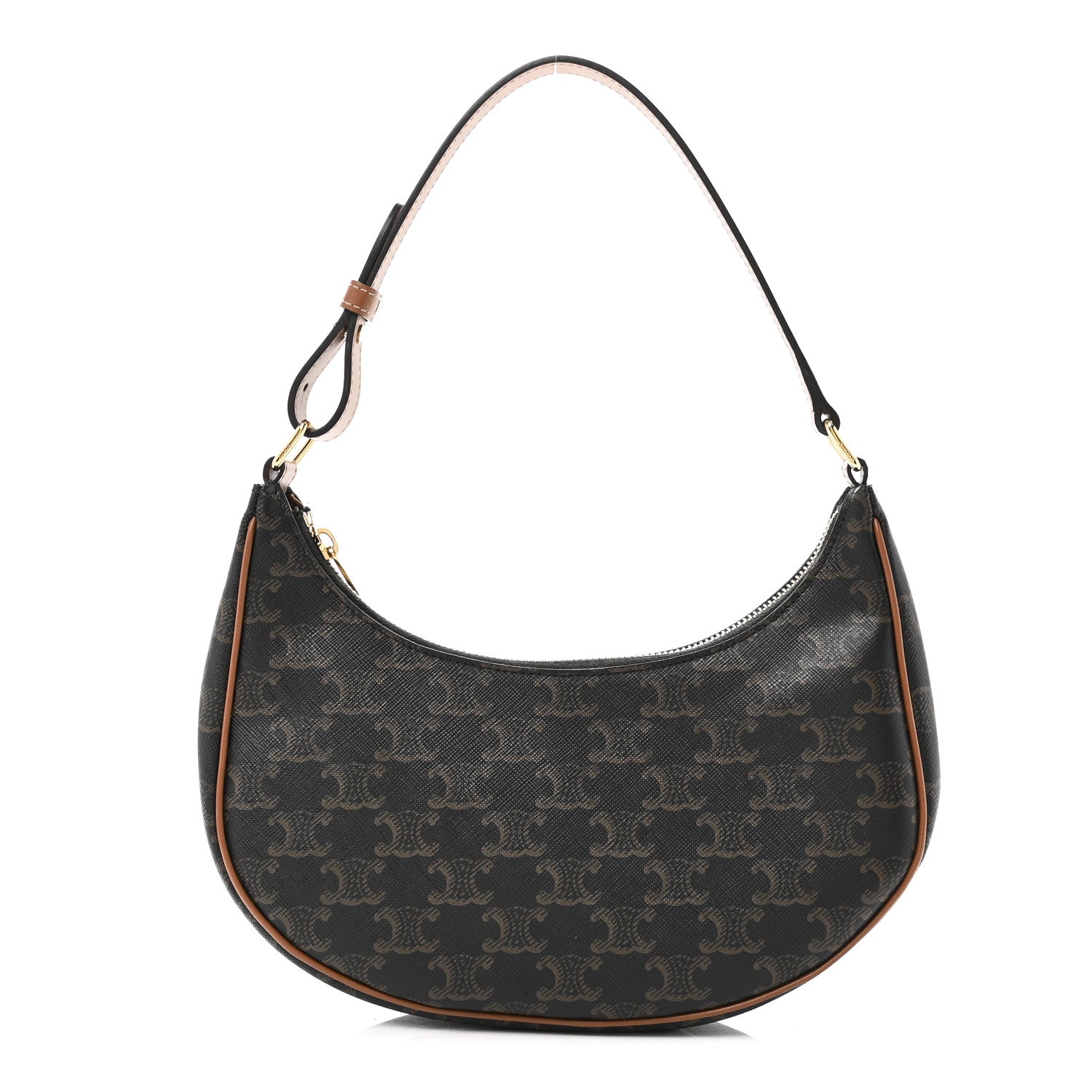 Celine Triomphe Canvas Calfskin Ava Shoulder Bag Tan 1 of 9