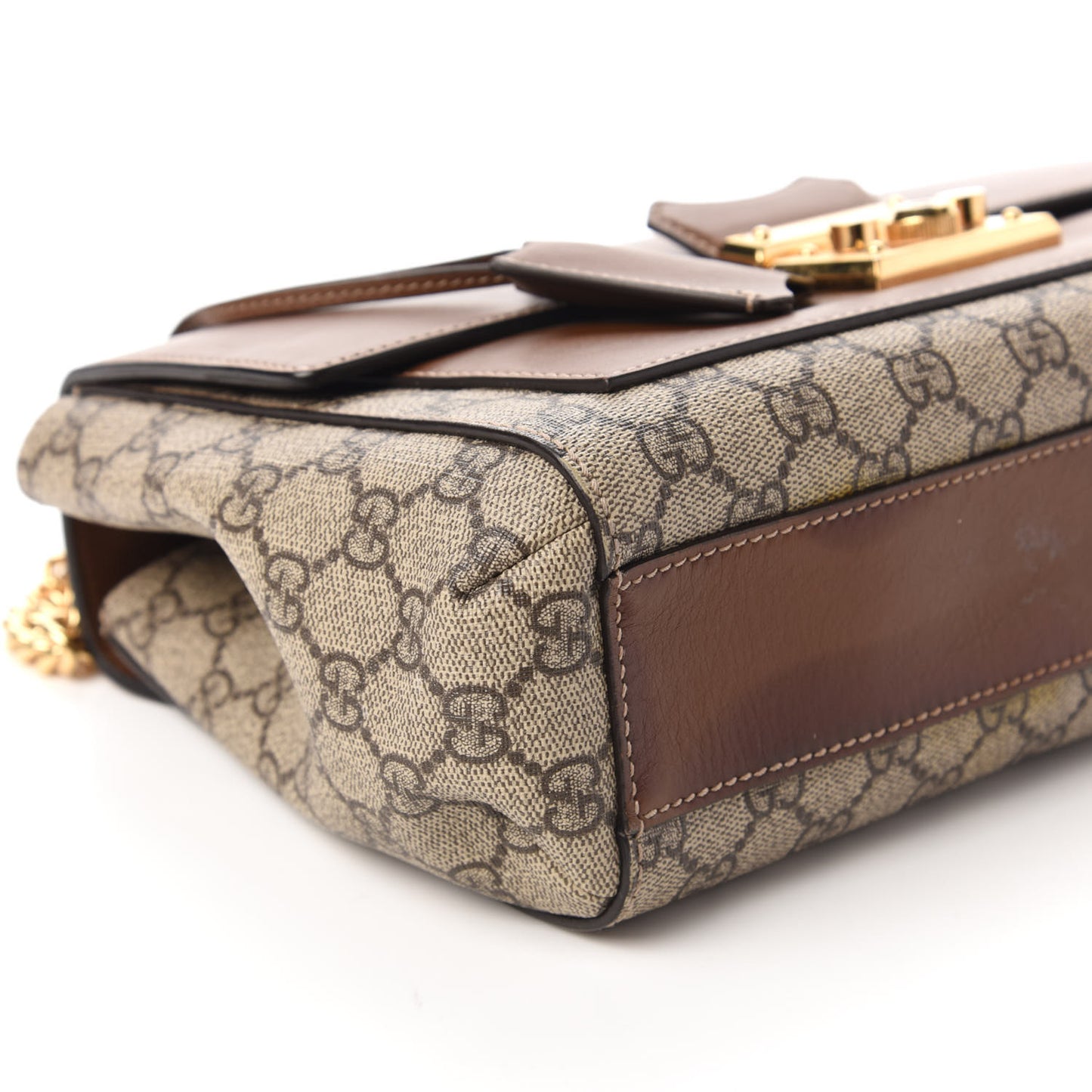 GG Supreme Monogram Calfskin Padlock Slip Pocket Shoulder Bag Beige Cuir