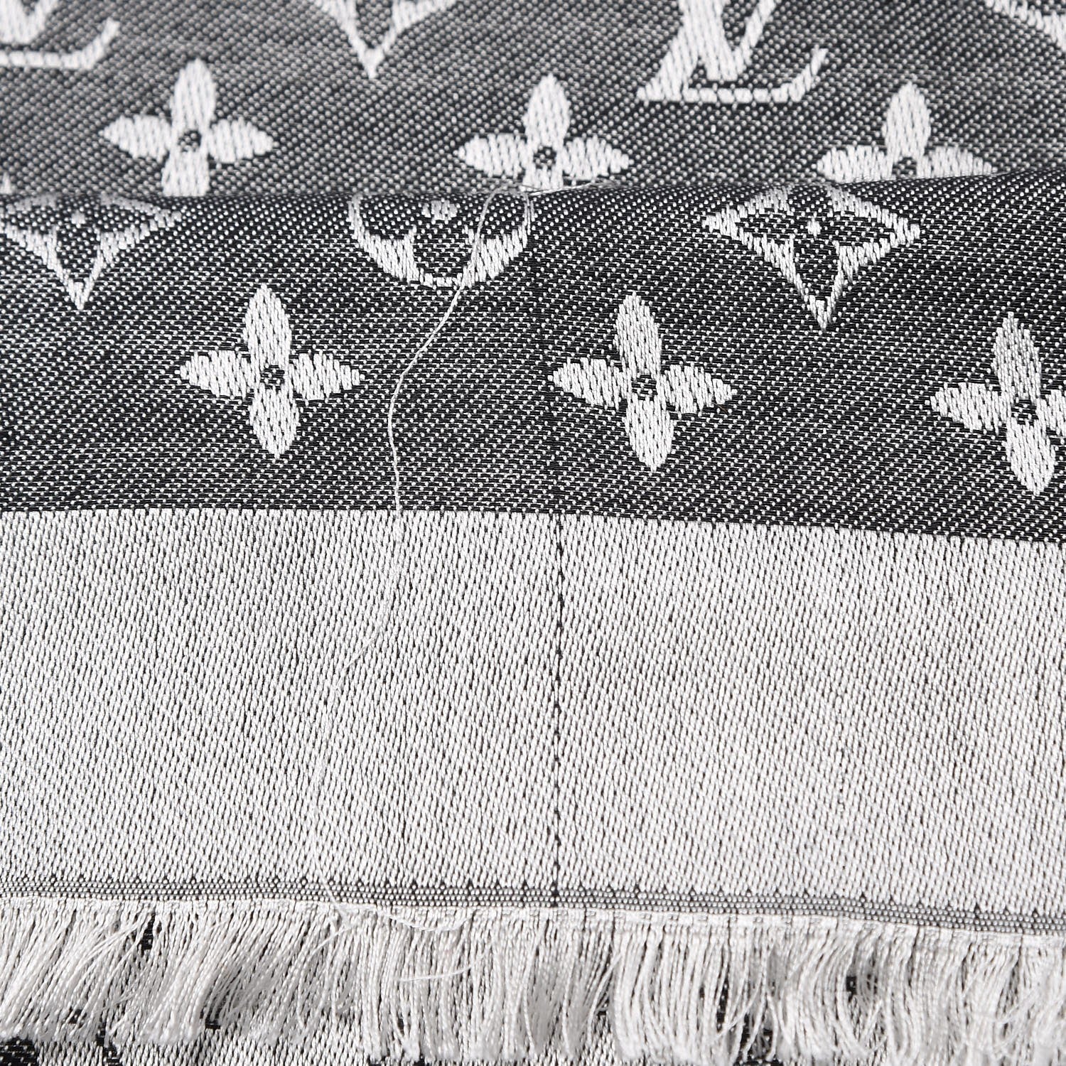 Louis Vuitton Wool Silk Monogram Denim Shawl Black 3 of 6