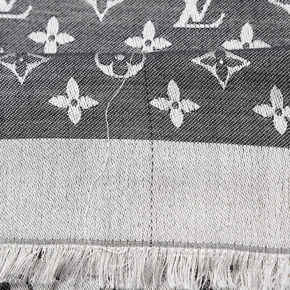 Louis Vuitton Wool Silk Monogram Denim Shawl Black 3 of 6