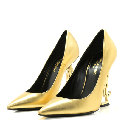 Saint Laurent Calfskin Opyum 100 Pumps 37 Gold 3 of 11