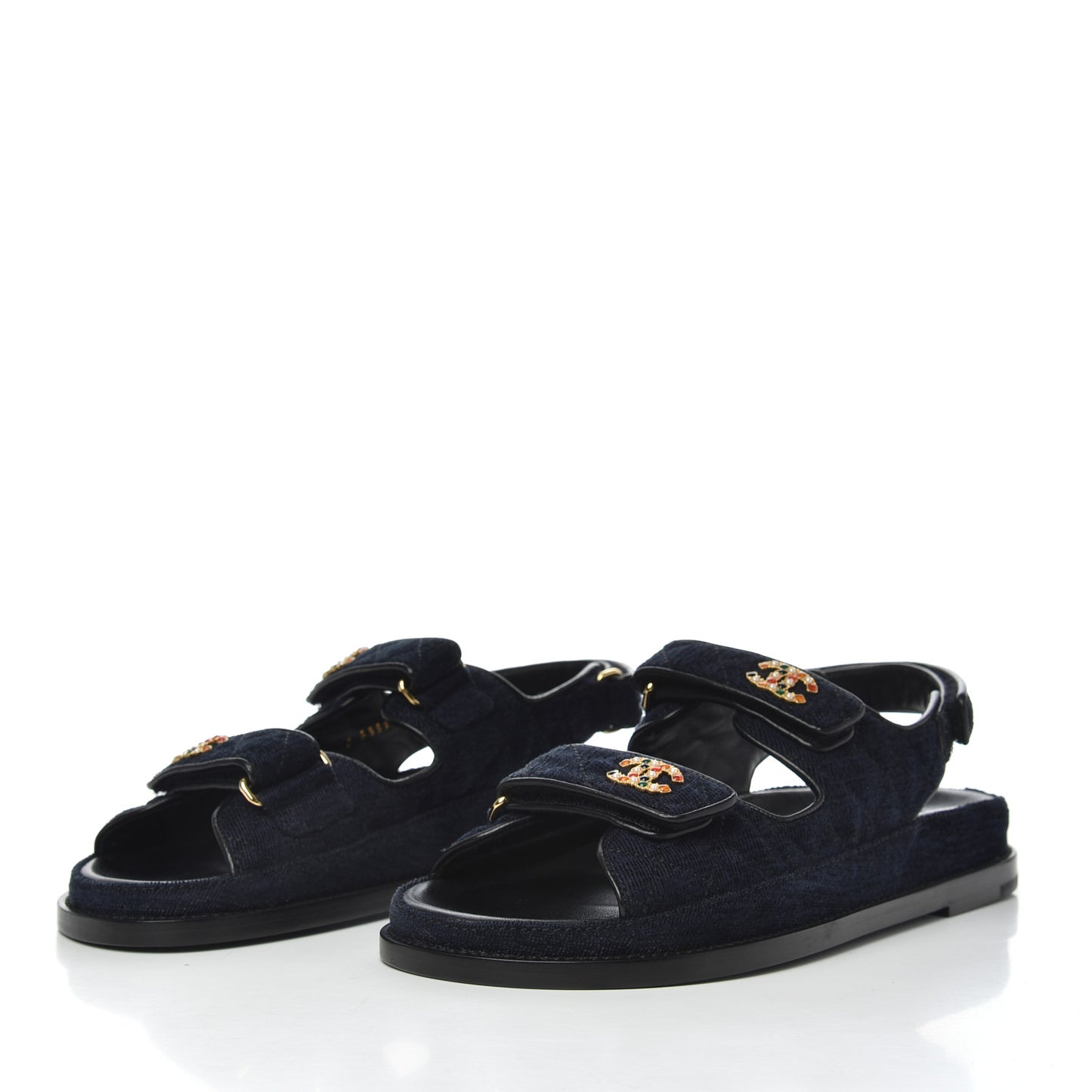 Denim Quilted Dad Sandals 38.5 Blue