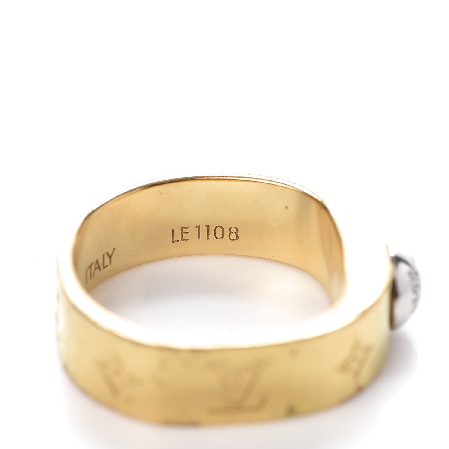 Louis Vuitton Brass Monogram Engraved Nanogram Ring S Gold 8 of 8