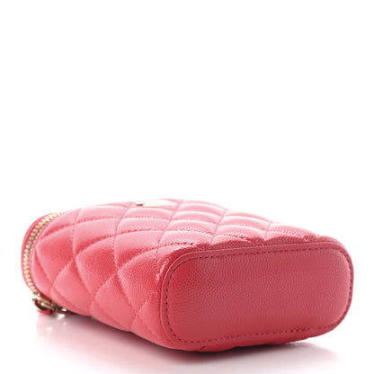 Chanel Caviar Quilted Small Vertical Coco Beauty Vanity Case With Chain Red 4 of 9