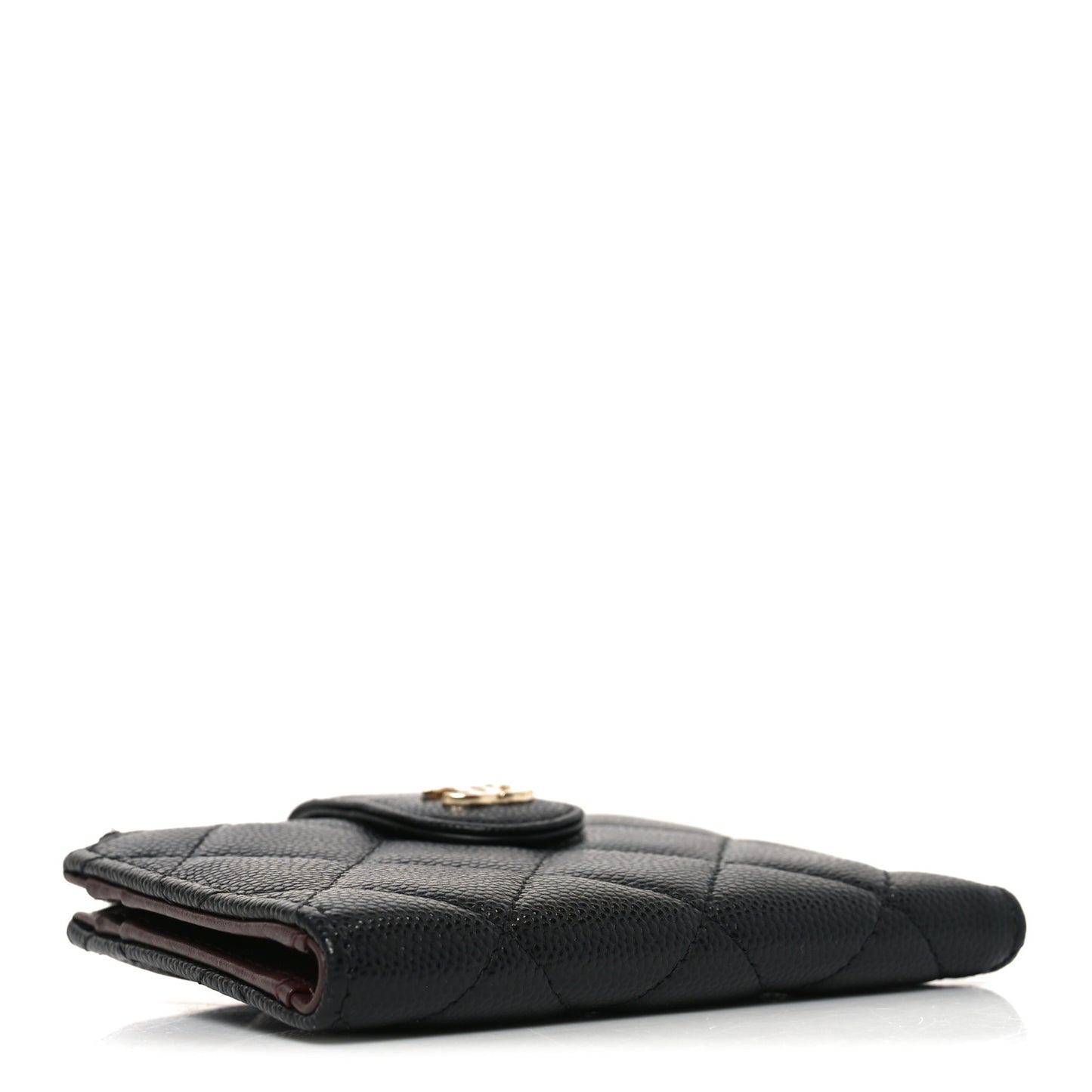 Caviar Quilted Compact Zipped Pocket Wallet Black