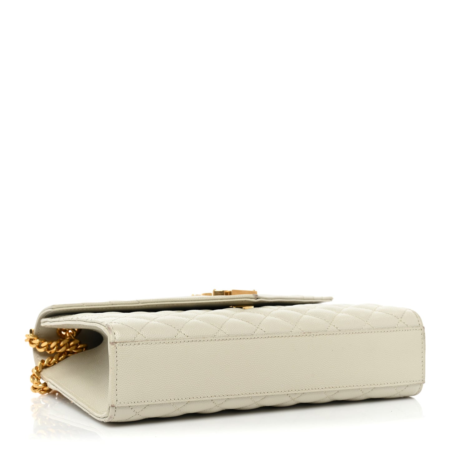 Grain De Poudre Textured Mixed Matelasse Medium Triquilt Monogram Satchel Crema Soft