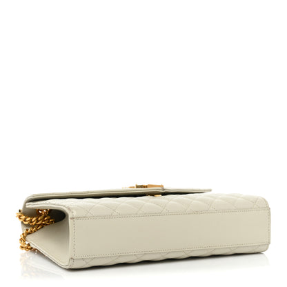Saint Laurent Grain De Poudre Textured Mixed Matelasse Medium Triquilt Monogram Satchel Crema Soft 3 of 17