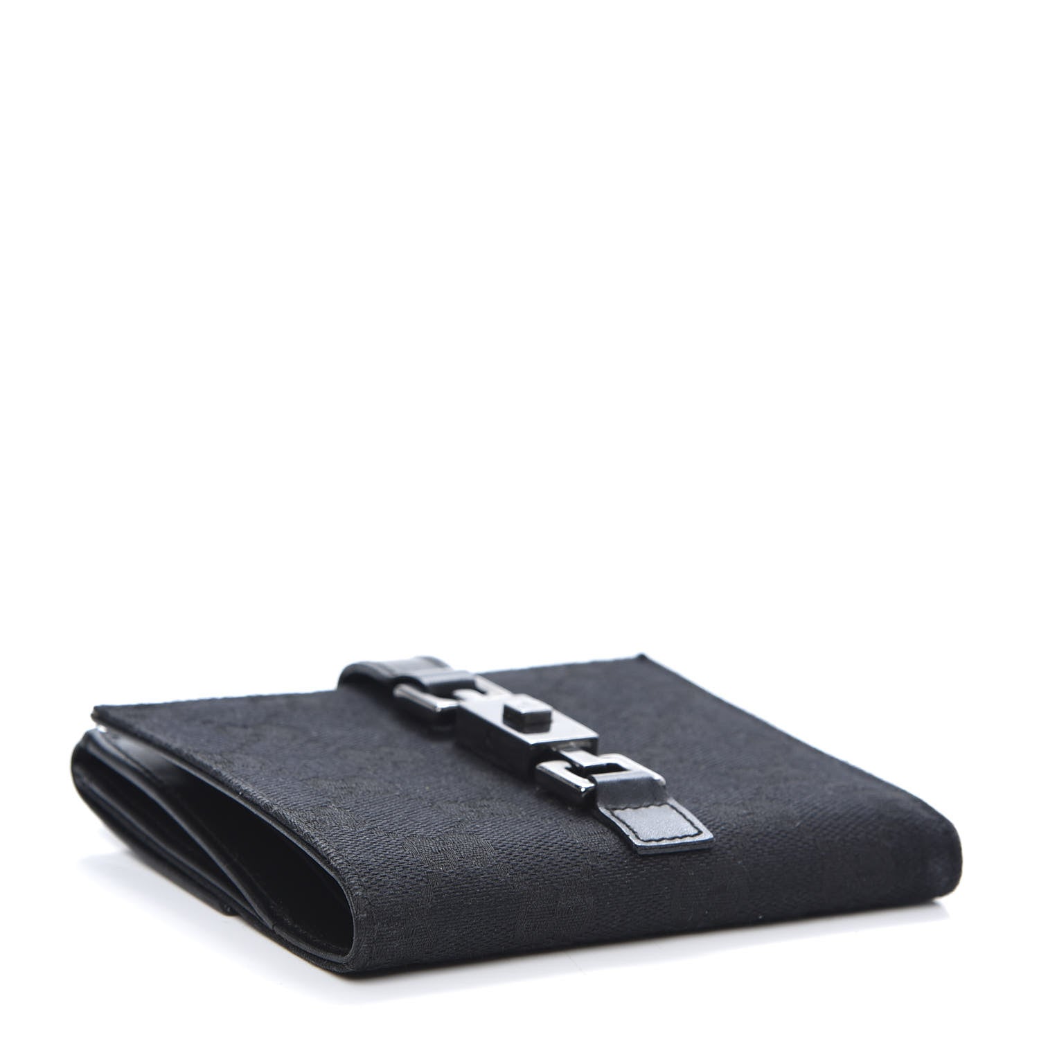 Gucci Monogram Piston Lock Compact Wallet Black 4 of 11