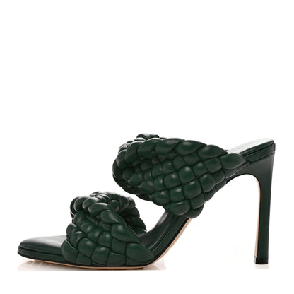 Bottega Veneta Nappa Twisted Padded Intrecciato Curve Slide Sandals 38 Vert Fonce 1 of 9