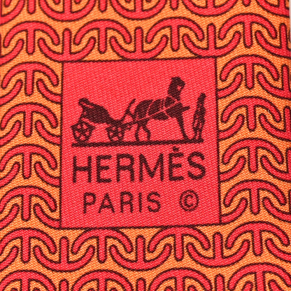 Hermes Printed Silk Mens Neck Tie Orange 3 of 5