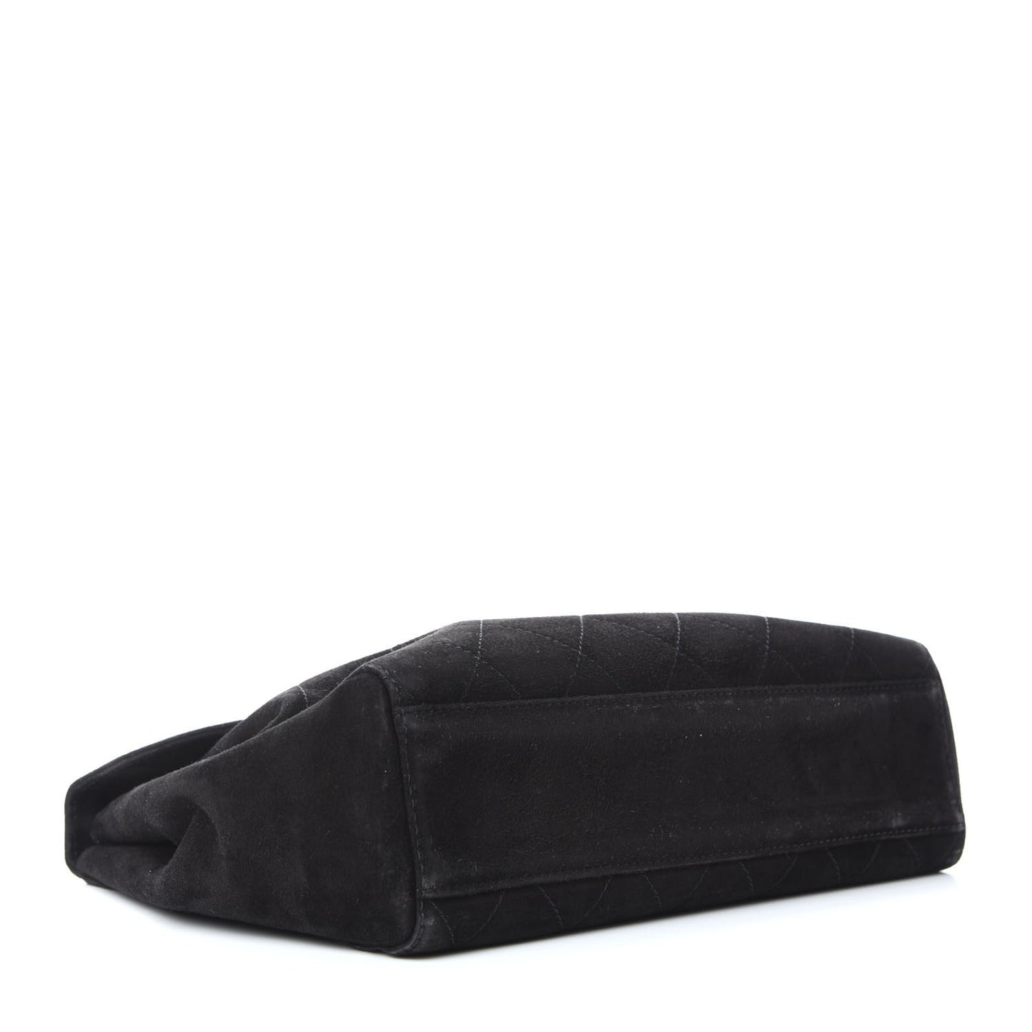 Suede Diamond Stitched Flap Bag Black