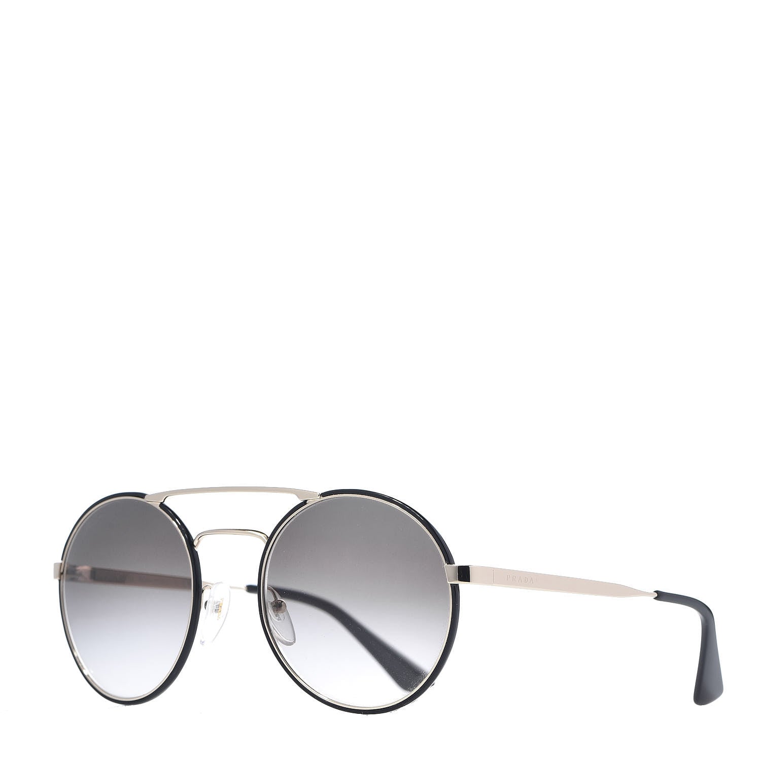 Prada Round Sunglasses SPR 51S Black Silver 1 of 8