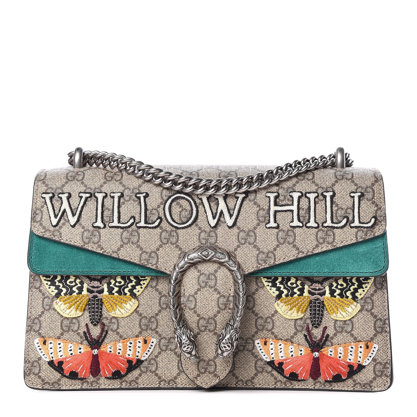GG Supreme Monogram Willow Hill Embroidered Small Dionysus Shoulder Bag Emerald