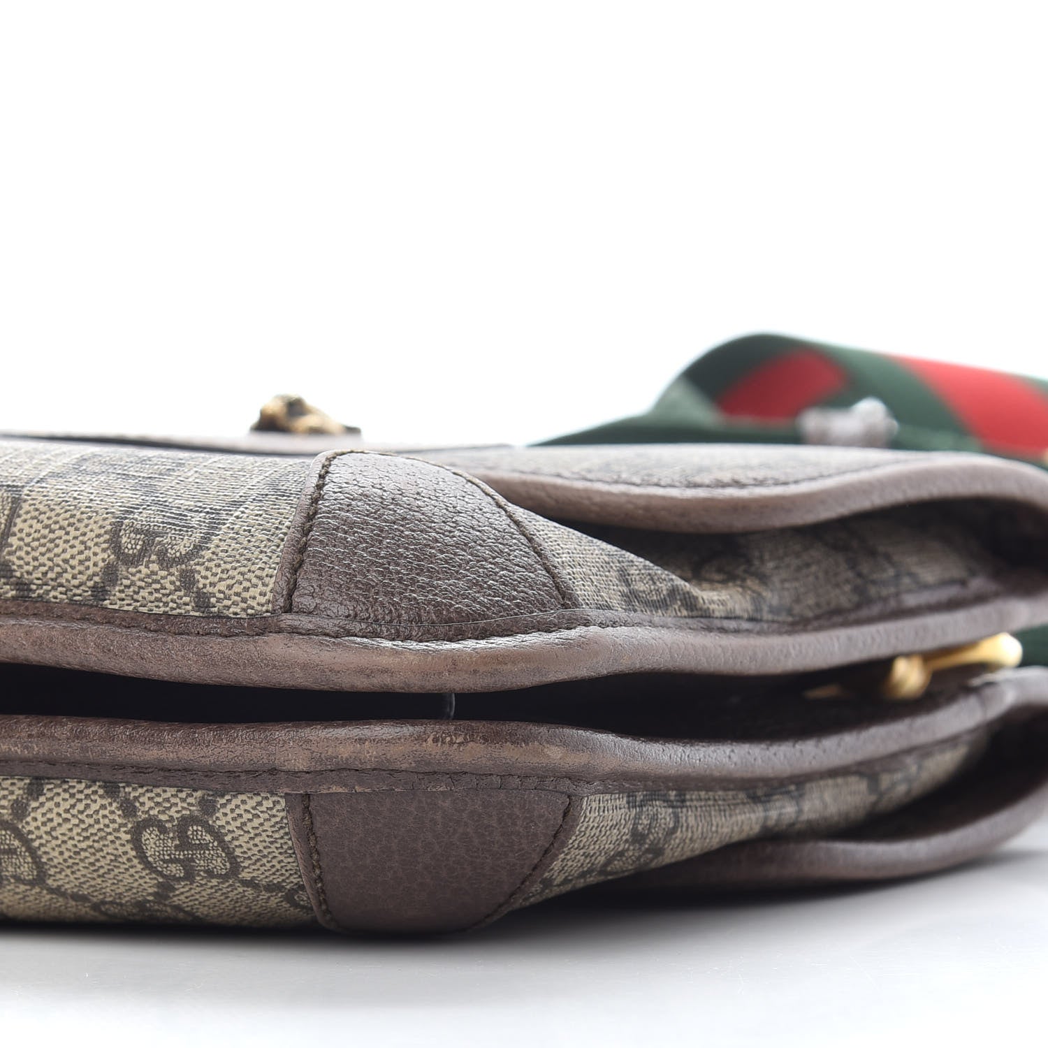 Gucci GG Supreme Monogram Web Small Neo Vintage Double Flap Messenger Bag Beige New Acero 9 of 14