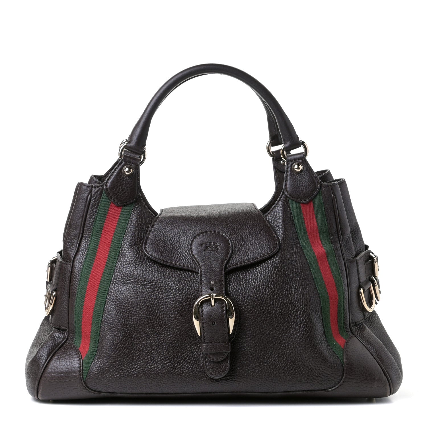 Gucci Calfskin Medium Web Heritage Shoulder Bag Brown 1 of 6