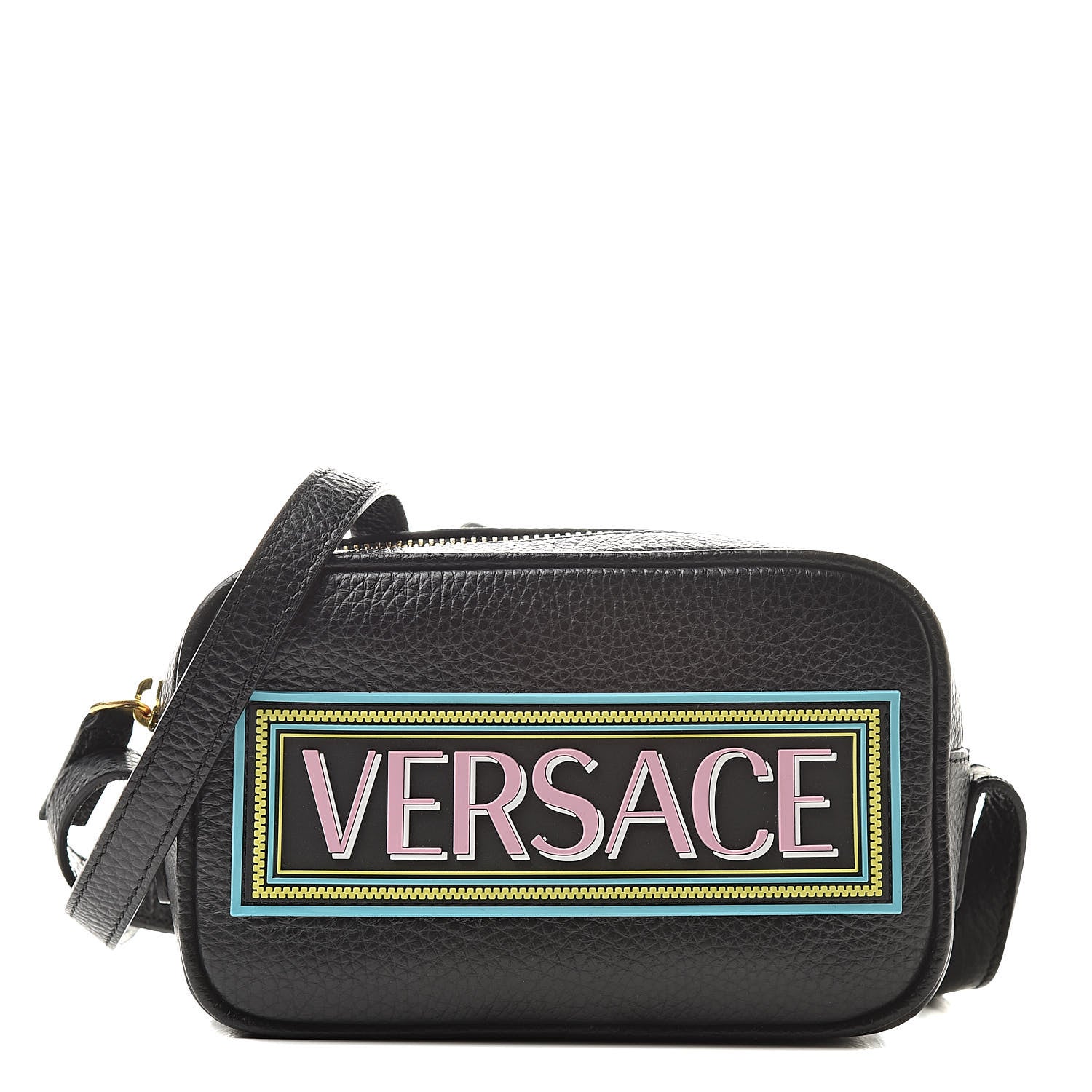 Versace Grained Calfskin 90's Logo Camera Bag Black 1 of 10