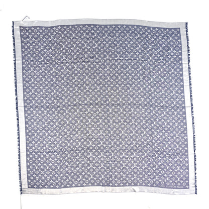 Louis Vuitton Silk Wool Monogram Denim Shawl Blue 1 of 6