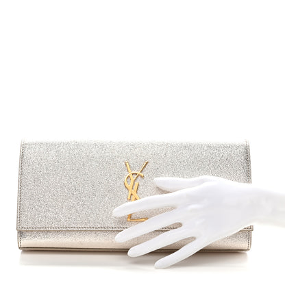 Saint Laurent Textured Metallic Calfskin Classic Monogram Cassandre Clutch Pale Gold 2 of 7