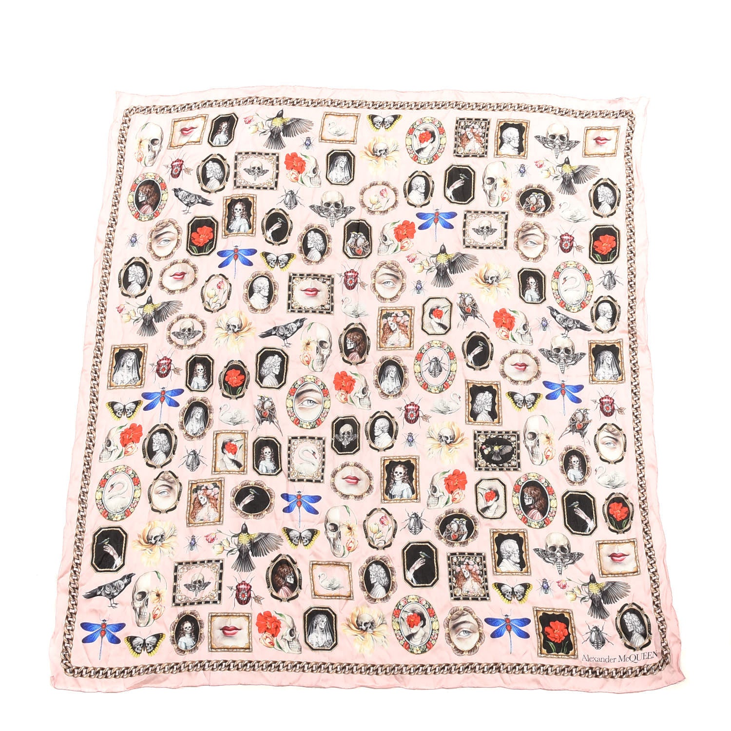 Alexander McQueen Silk Cameo and Curiosity Scarf Pink 1 of 4