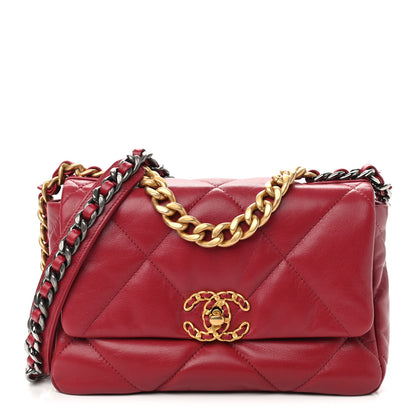 Chanel Goatskin Quilted Medium Chanel 19 Flap Red 1 of 10