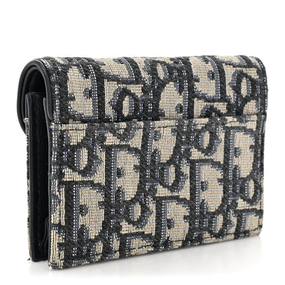 Christian Dior Oblique Saddle Card Holder Blue 3 of 9