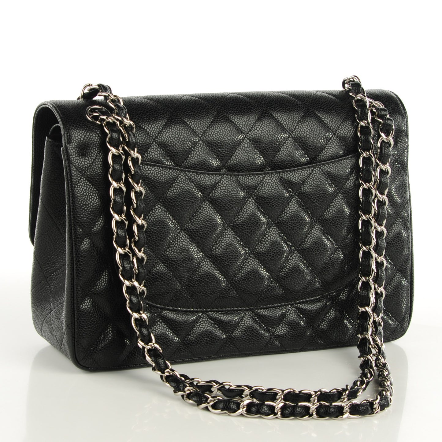 Caviar Quilted Jumbo Double Flap Black