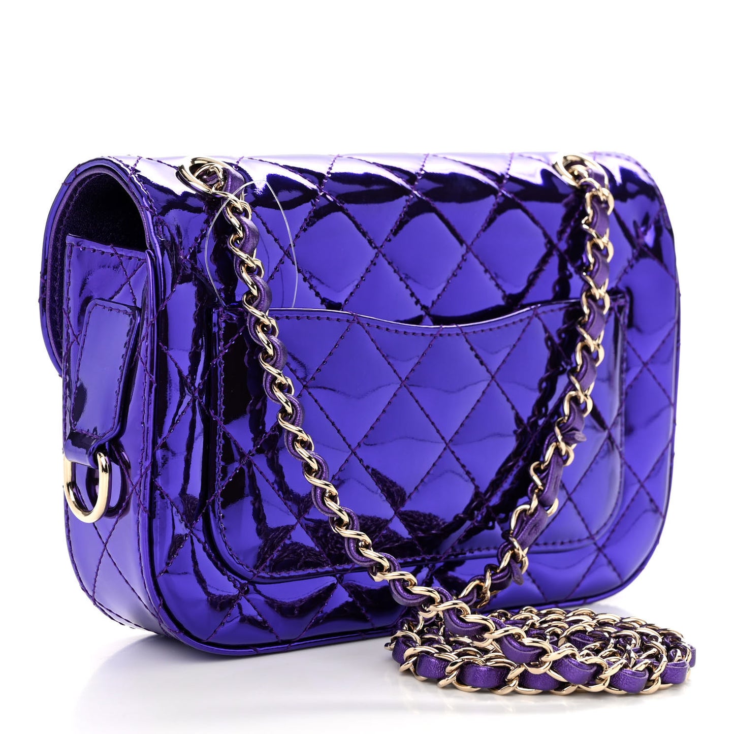 Mirror Calfskin Metallic Calfskin Quilted Hollywood Boulevard Mini Flap With Star Coin Purse Purple