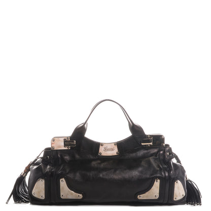 Gucci Leather Medium Race Bamboo Tassel Tote Black 1 of 8