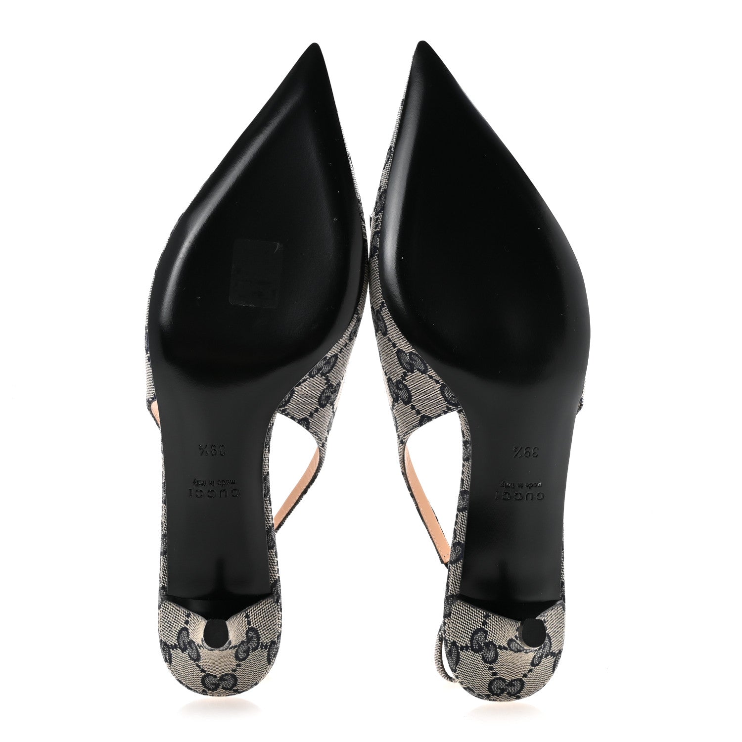 Gucci Monogram Horsebit 35mm Slingback Pumps 39.5 Beige Blue 6 of 10
