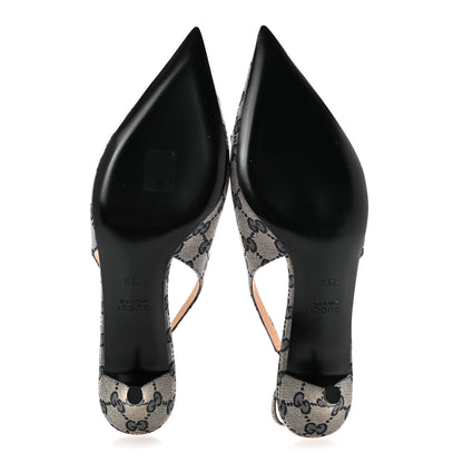Gucci Monogram Horsebit 35mm Slingback Pumps 39.5 Beige Blue 6 of 10