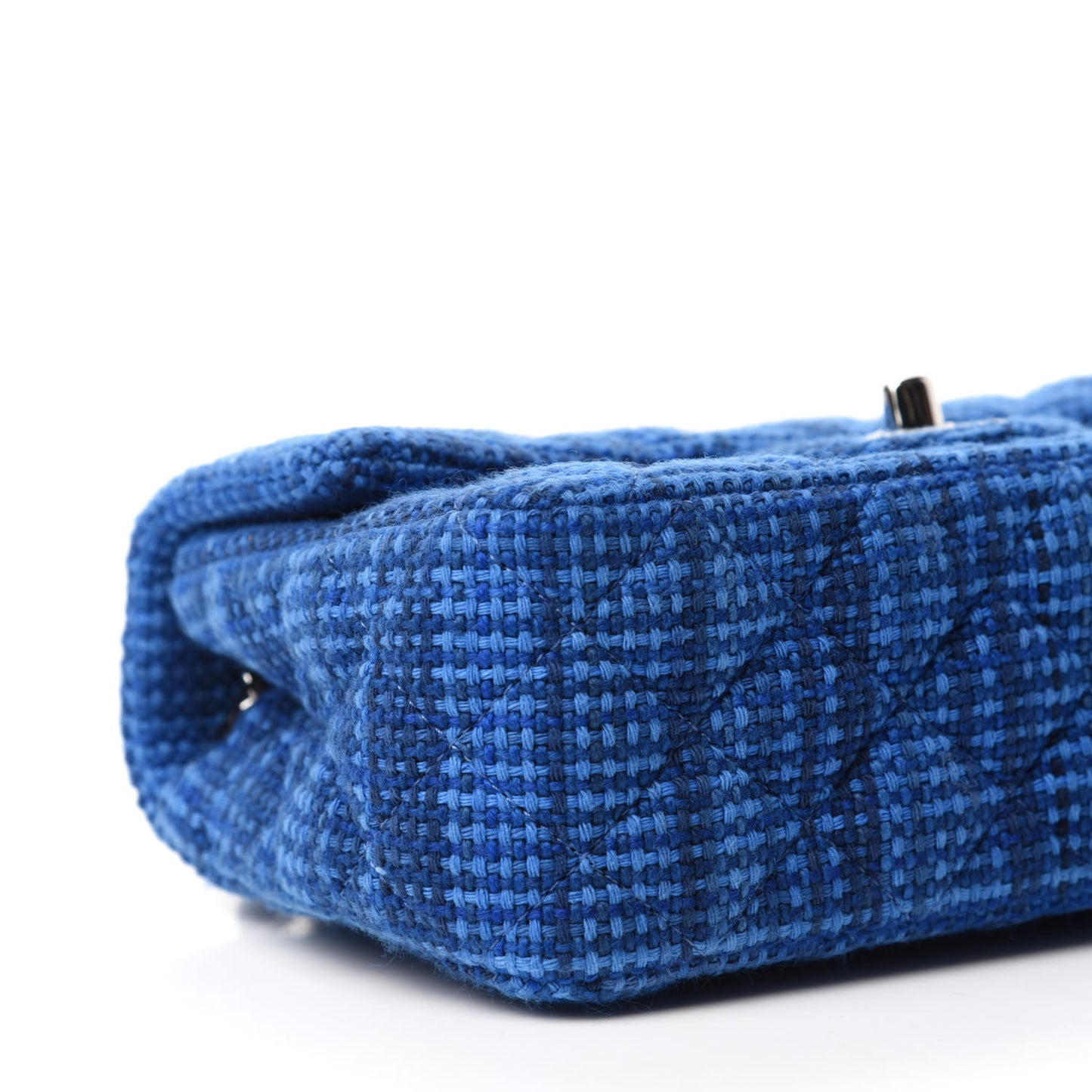 Tweed Quilted Mini Rectangular Flap Navy Blue