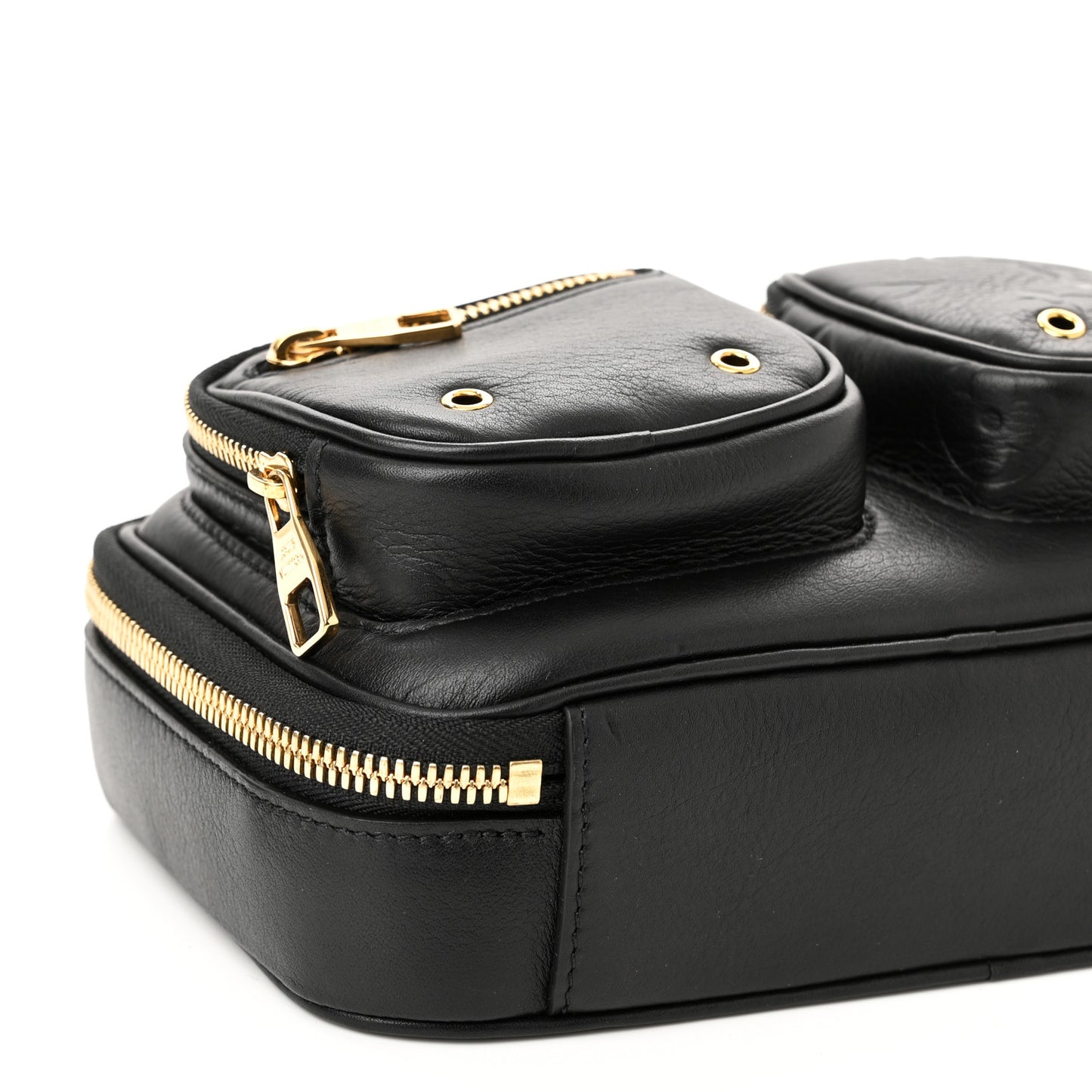 Calfskin Monogram Embossed Utility Crossbody Black