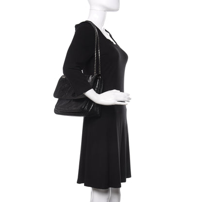 Saint Laurent Crinkled Calfskin Matelasse Monogram Medium Niki Chain Satchel Black 2 of 10