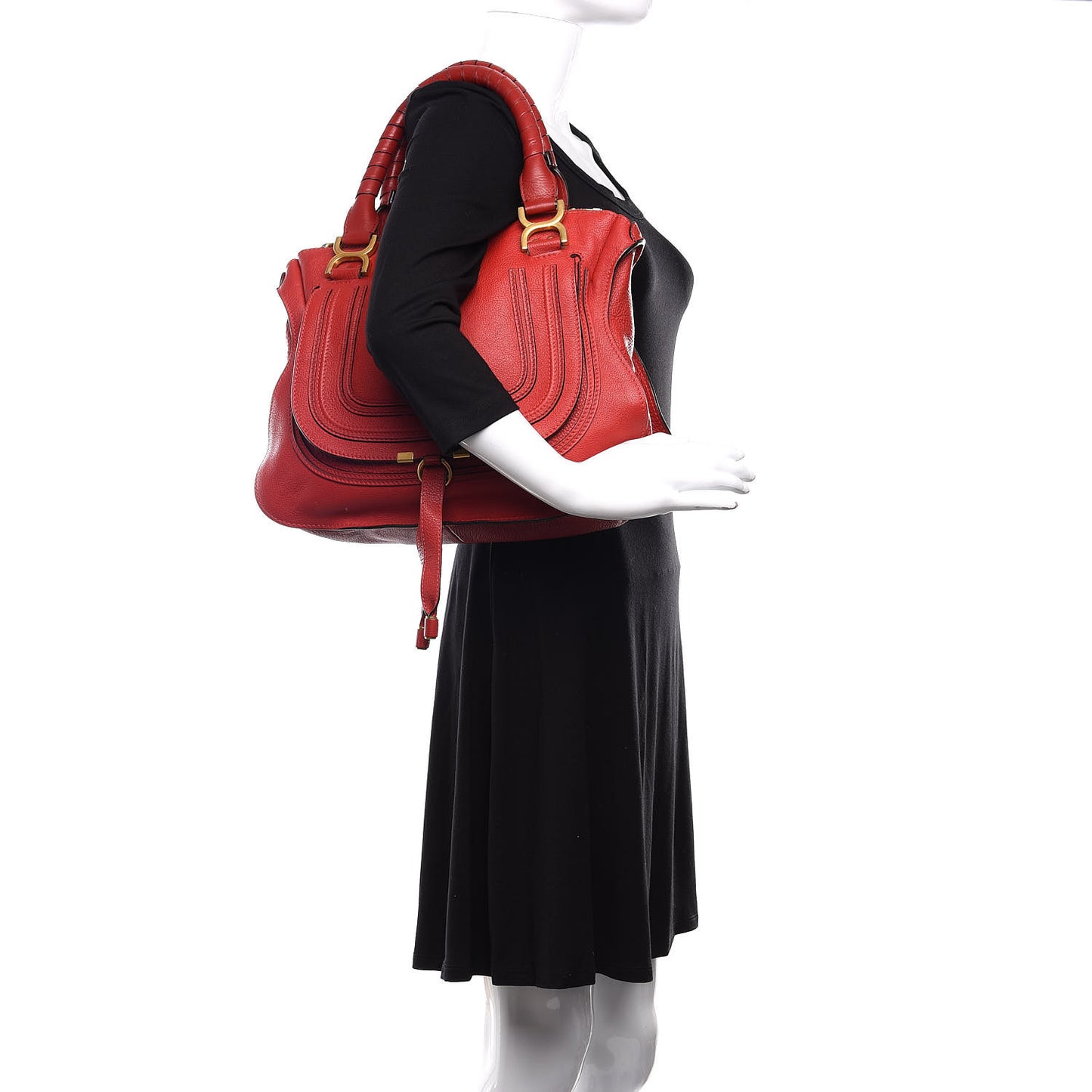 Calfskin Medium Marcie Satchel Peony Red