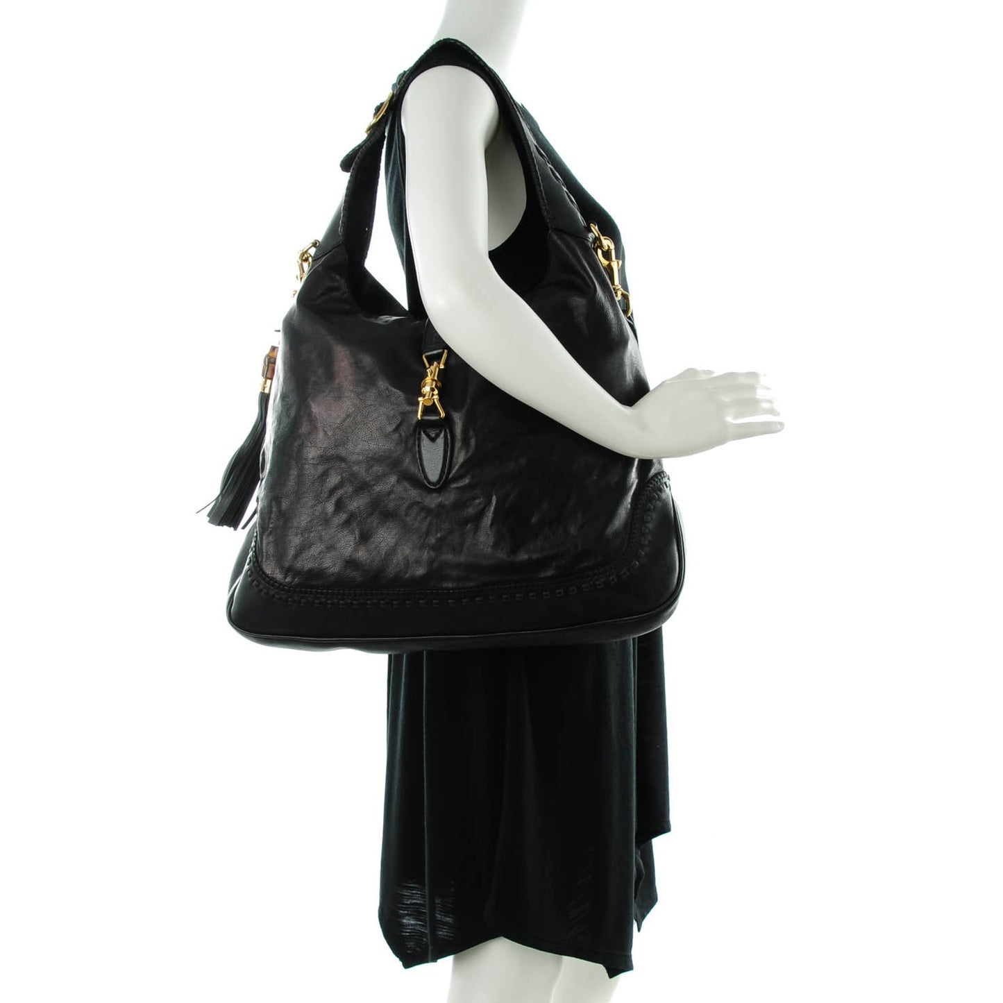 Calfskin Large New Jackie Hobo Black