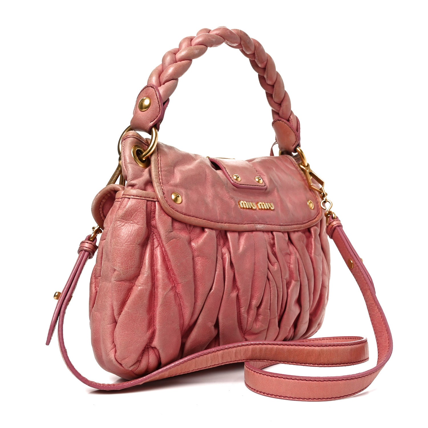 Miu Miu Nappa Matelasse Lux Coffer Hobo Begonia 2 of 9