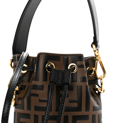 Fendi Vitello Liberty F is Fendi Bi-Color FF 1974 Embossed Mini Mon Tresor Bucket Bag Maya Black 8 of 10