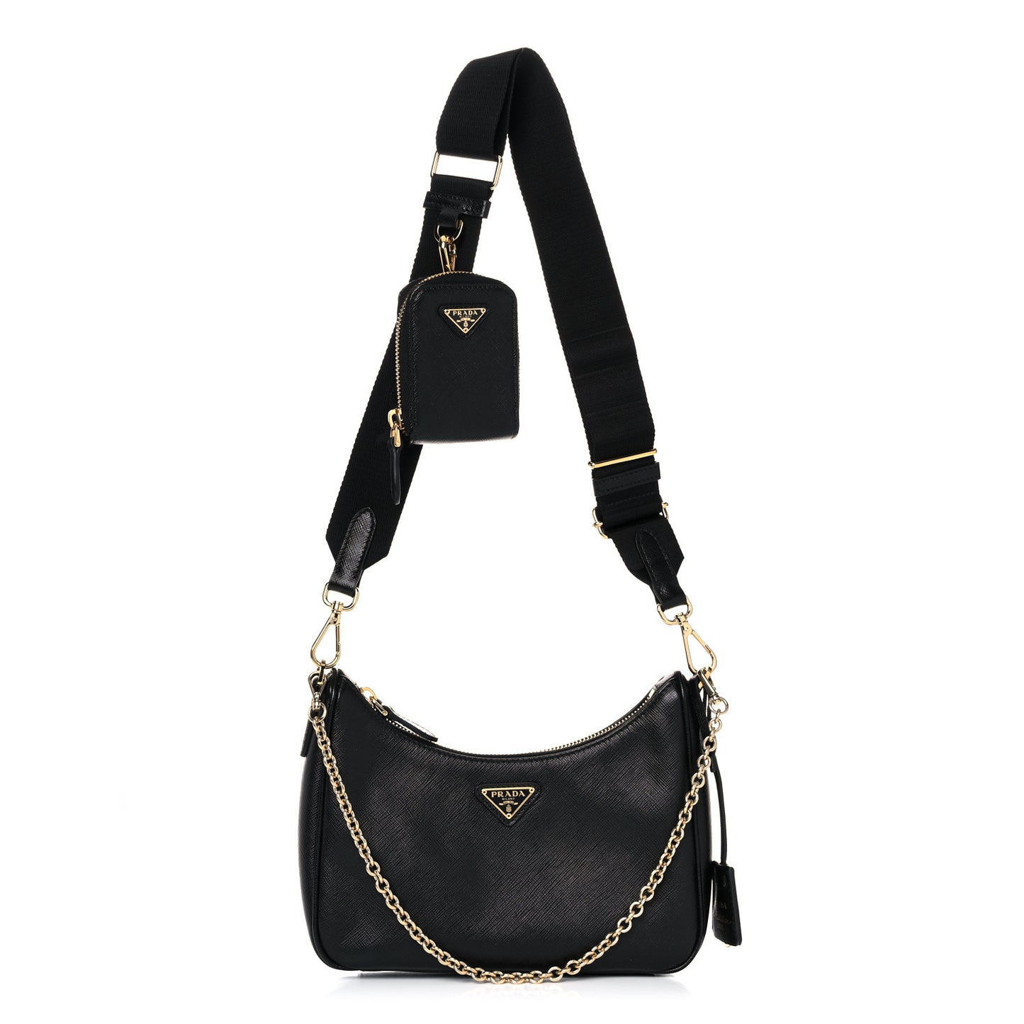 Saffiano Lux Re-Edition 2005 Shoulder Bag Black