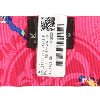 Hermes Silk Ex-Libris Les Parisie Twilly Rose Indien Vert Bleu 7 of 8