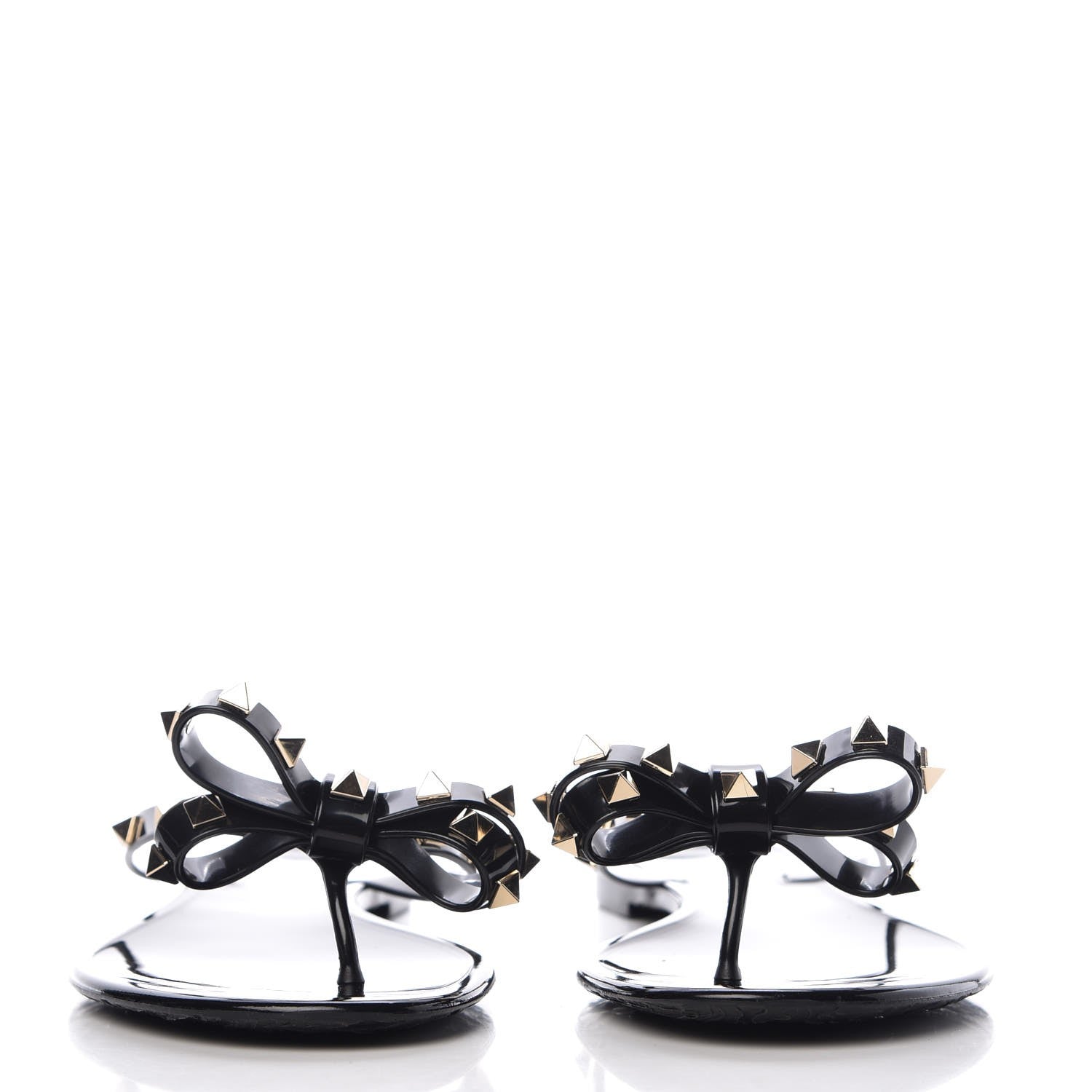 Valentino Garavani PVC Jelly Rockstud Bow Thong Sandals 40 Black 2 of 8
