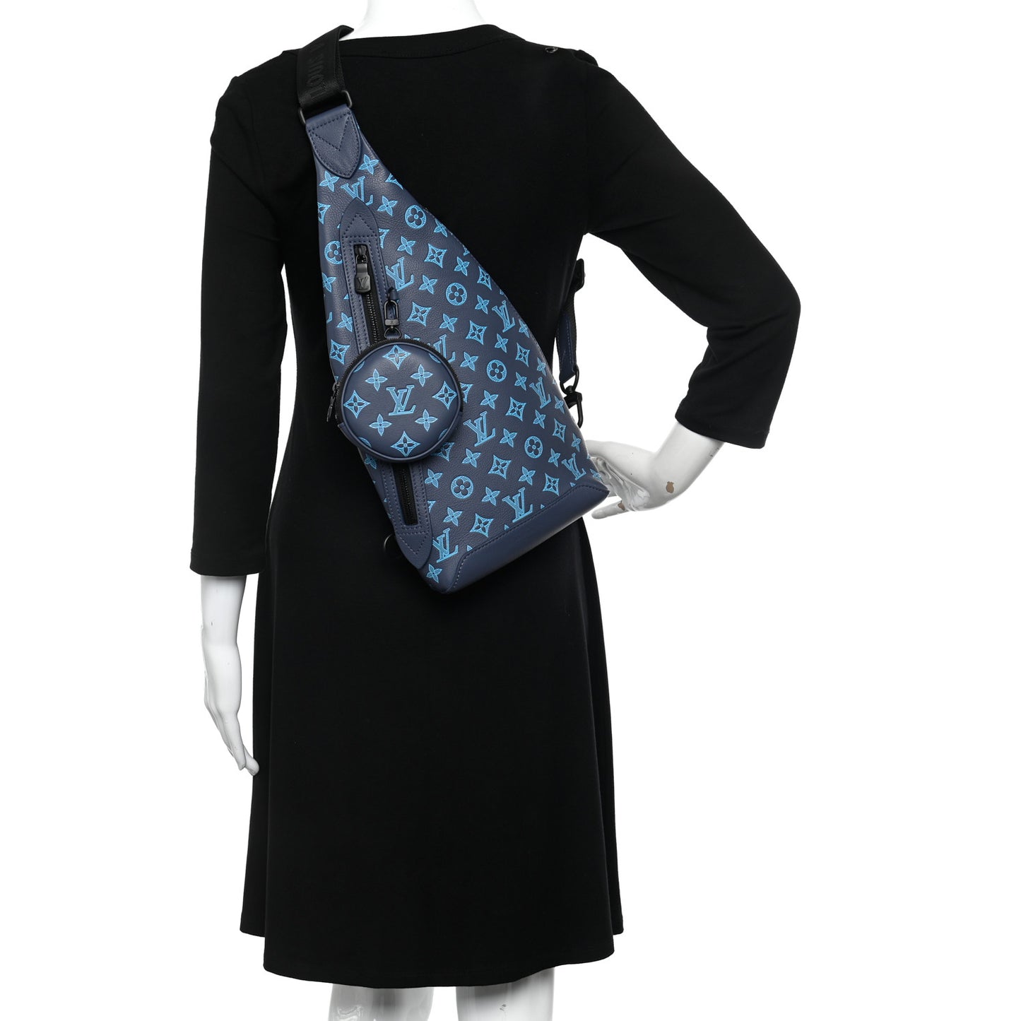 Monogram Shadow Duo Slingbag Navy River Blue