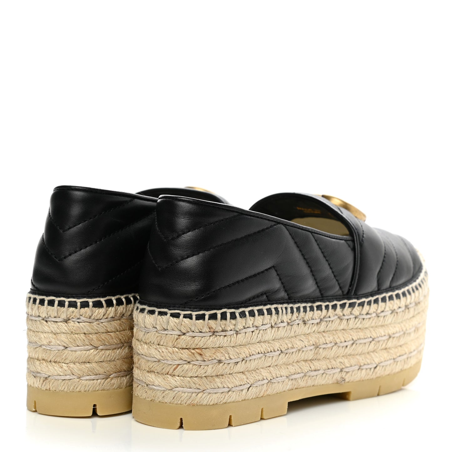 Nappa Matelasse GG Marmont Platform Espadrilles 35.5 Black