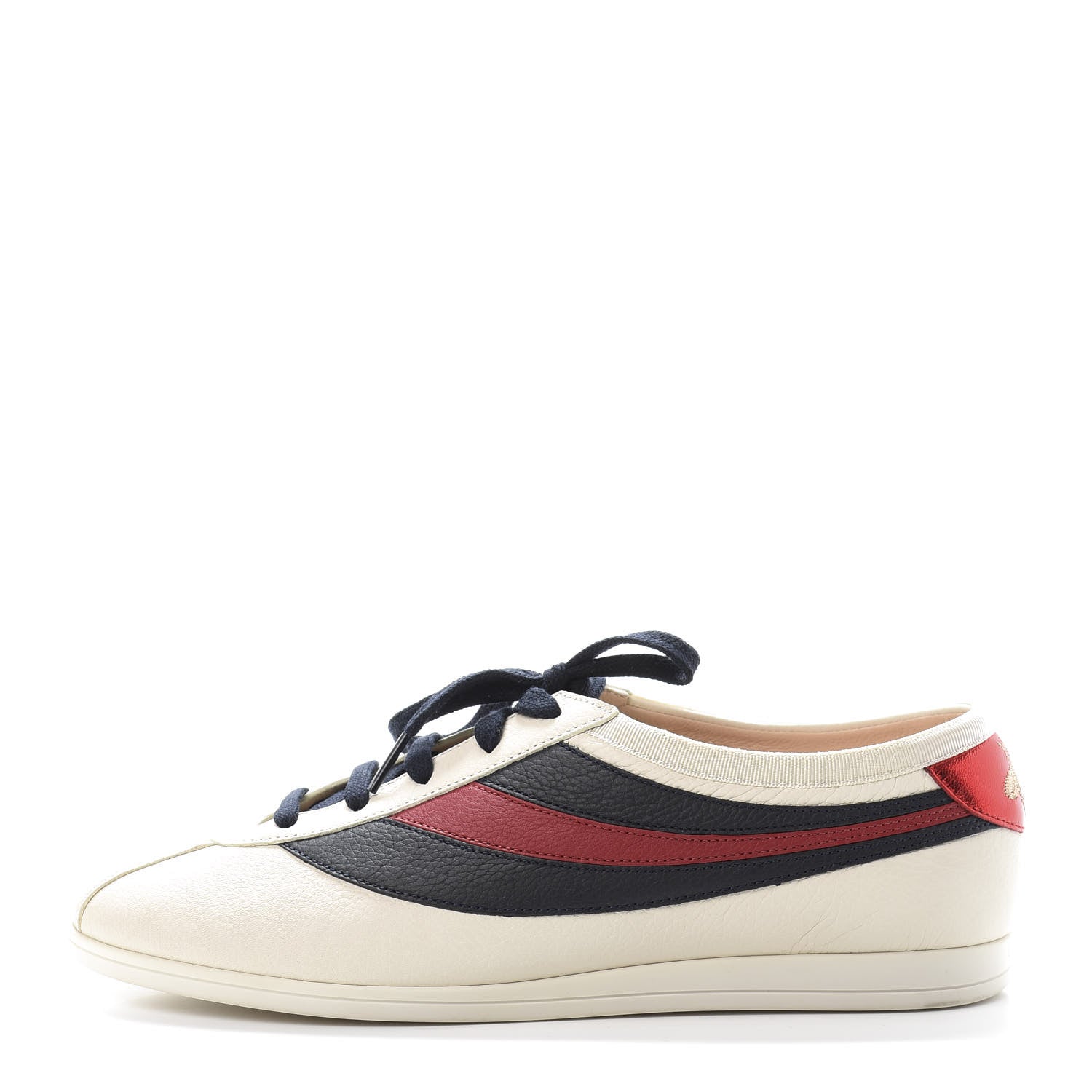 Gucci Calfskin Mens Web Falacer Sneakers 7.5 White Blue 1 of 10