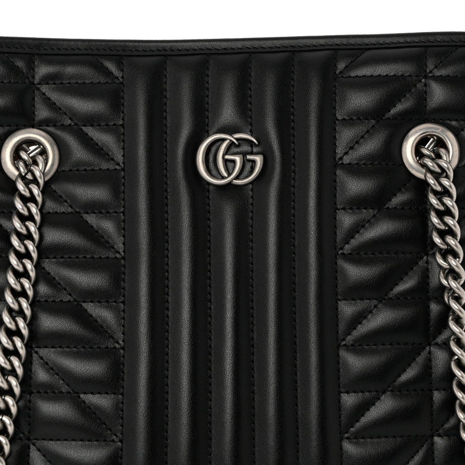 Gucci Calfskin Matelasse Aria Medium GG Marmont Shoulder Tote Black 8 of 10