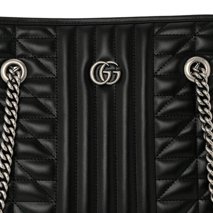 Gucci Calfskin Matelasse Aria Medium GG Marmont Shoulder Tote Black 8 of 10