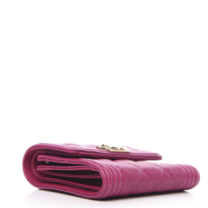 Chanel Caviar Quilted Compact Boy Wallet Dark Pink 4 of 7