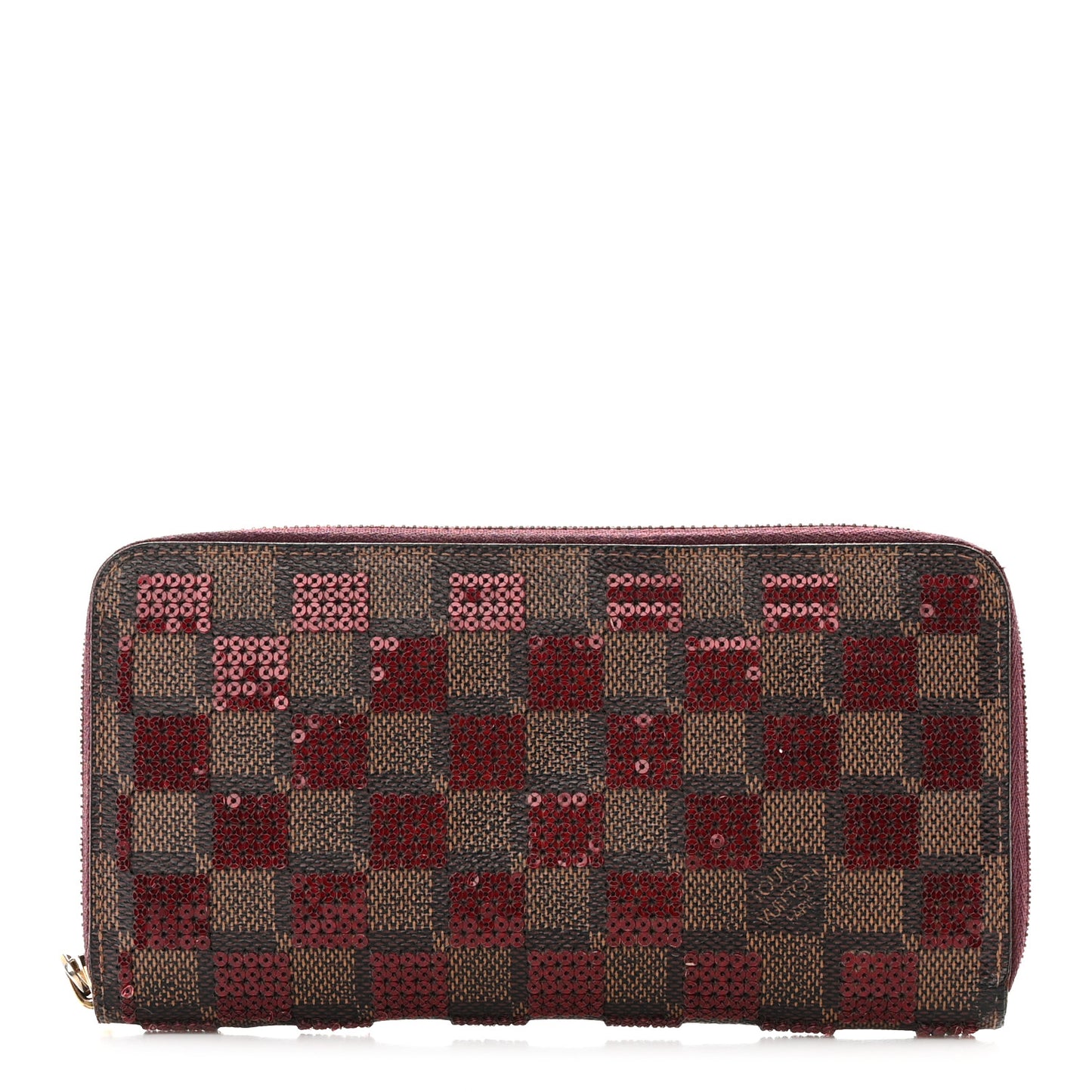 Damier Paillettes Zippy Wallet Red