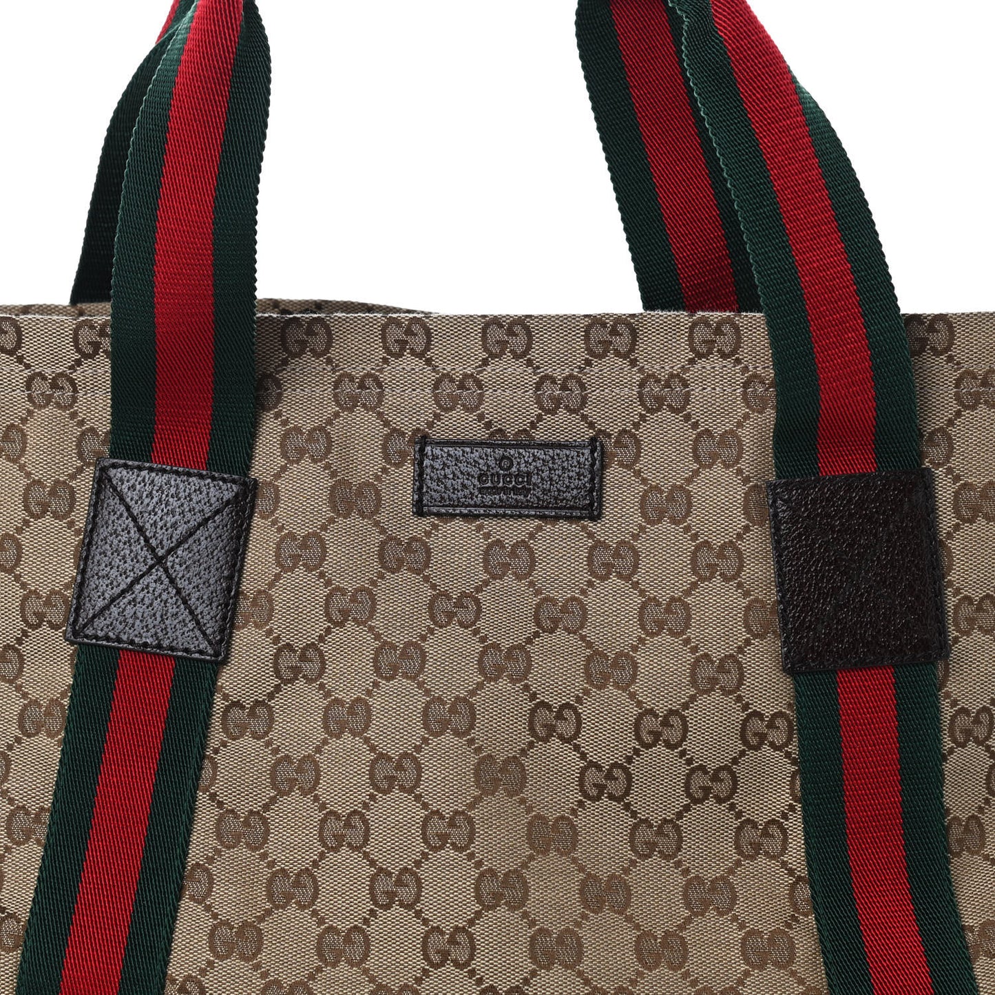 GG Monogram Medium Web Handle Vertical Tote Dark Brown